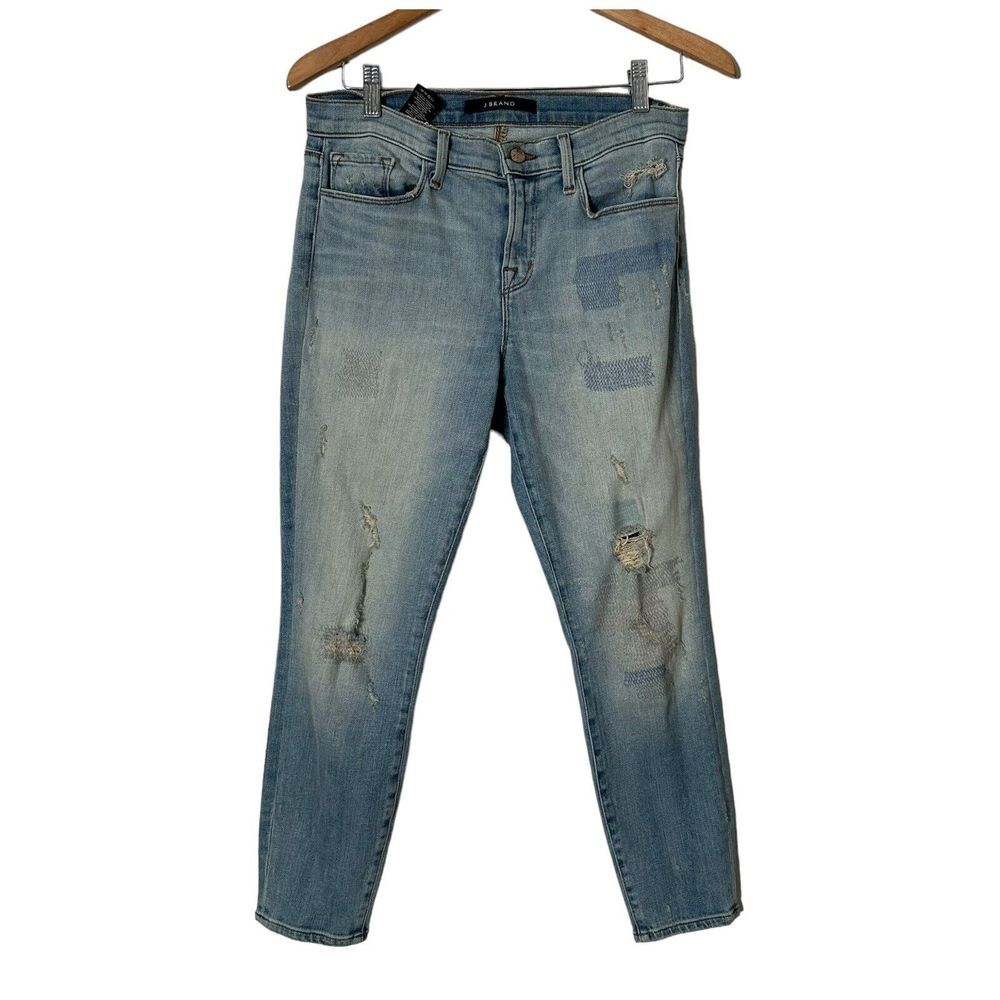 J Brand Distressed Jeans Ripped Grunge Size 29 Blue Denim BOHO Edgy Destruct